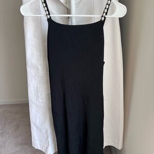 House of Harlow 1960 Black Maxi Dress with Pearl-Stud Straps